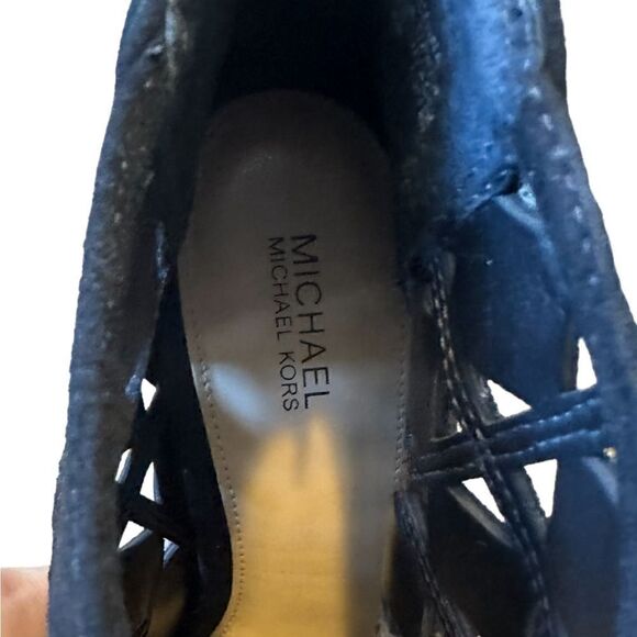 Michael Kors Ivy Laser-Cut Open-Toe Black Bootie Size 7.5 - Picture 12 of 12